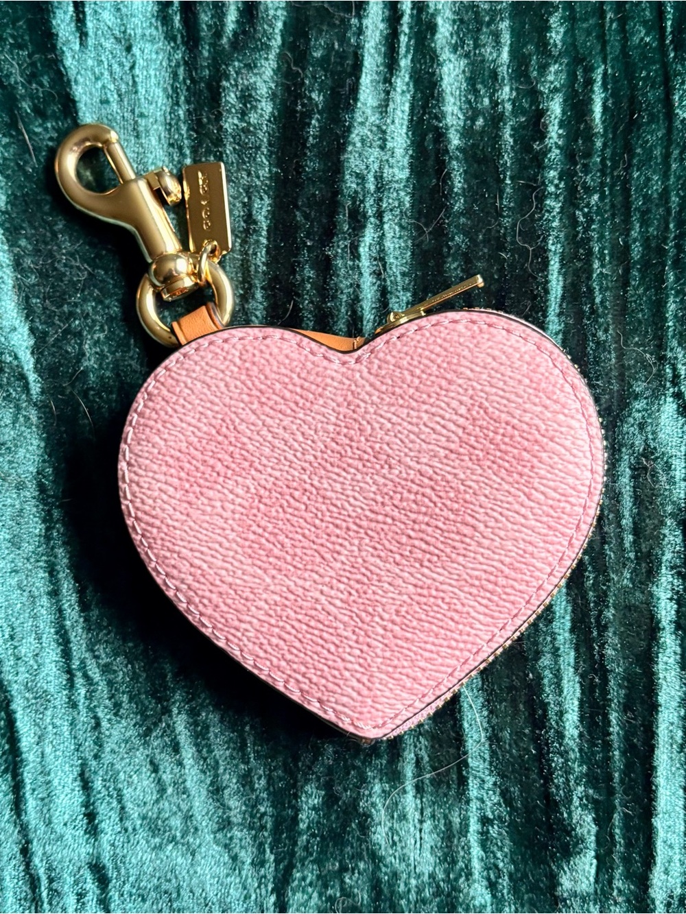 Coach Powder Pink Heart Coin Pouch Purse Bag Charm